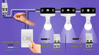 Instalación de tres Lamparas en paralelo controladas con Interruptor Simple  bombillos focos [upl. by Negem63]