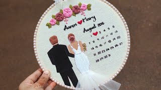 Wedding Calendar Hoop Art ❤️ Step by step Embroidery for Beginners Free Pattern Gossamer [upl. by Lenoyl]