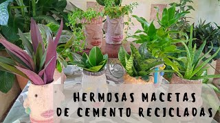 Cómo hacer macetas de cemento decoradas  Reciclaje de botellas de plástico [upl. by Carrie]