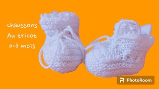 Chaussons bébé au tricot ensemble layette au tricot [upl. by Ynor653]