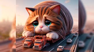 😿CUTE CAT BECOMES A GIANT😭cat funny cute sad kitten cats giant cat [upl. by Lehcor]