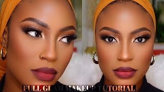 BASIC BABE E5 START TO FINISH BASIC FULL GLAM MAKEUP TUTORIAL woc darkskin brownskin [upl. by Sabra]