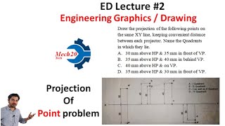 Projection of point  projection of point in all quadrants  Engineering drawing  Graphics ED 2 [upl. by Burkley]