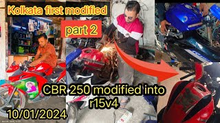 CBR 250 modified into r15v4🔥 Part 2🔥2024new model kgn bike modified [upl. by Hallett]