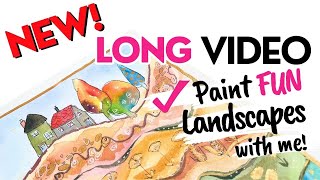 4 hrs of EASY Whimsical Landscape Painting TUTORIALS continuous FUN [upl. by Kwasi241]