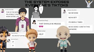 Haikyuu texts THE SYSTEM EXPOSES EVERYONES TIKTOKS ft quotRare Shipsquot part3 [upl. by Olrak690]