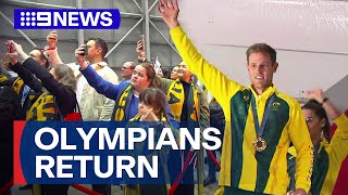 Australian Olympians return home to heroes welcome  9 News Australia [upl. by Atinad]