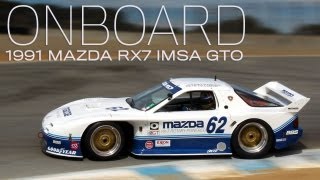 Onboard 1991 Mazda RX7 IMSA GTO fourrotor at Rolex Monterey Motorsports Reunion  Road amp Track [upl. by Fernald]