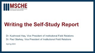 Writing the SelfStudy Report [upl. by Feinleib]