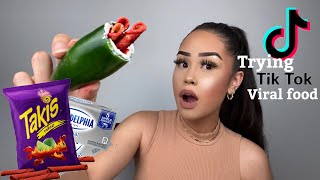 TRYING TAKIS CREAM CHEESE JALAPEÑOS  VIRAL TIKTOK FOOD [upl. by Onimod]