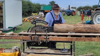 Steam sawing with Miniature steam traction engine at the Rempstone Steam and Country Show 2023 [upl. by Rakia]