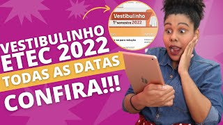 Começou o Vestibulinho ETEC 2022 Descubra todas as datas calendário completo [upl. by Elleivad150]