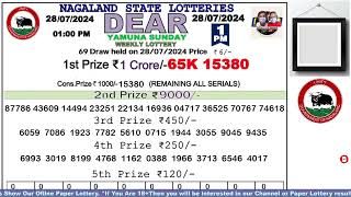 Lottery Sambad Live Dear Nagaland State Lottery Live draw result 280724Lottery live sambad [upl. by Halley]