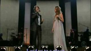 Celine Dion amp Josh Groban live quotThe Prayerquot with lyrics [upl. by Dadirac179]