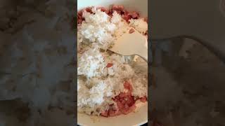 Ham  Rice  Fried Rice Asmr asmrcooking food ham asmr youtubeshorts [upl. by Anatsirhc]