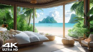 4K UHD  Bedroom Beachside View  Wake Up with Deep Ocean Sounds amp Natural Landscape  ASMR [upl. by Ferro]