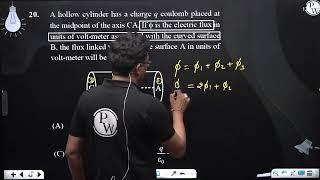 A hollow cylinder has a charge q coulomb placed at the midpoint of the axis CA If f is the elec [upl. by Dlonyer900]