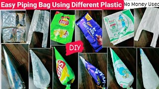 DIY Easy Piping Bag with Different Plastics  No Money Used  बेकार प्लास्टिक से बनाएं पाइपिंग बैग [upl. by Aset]