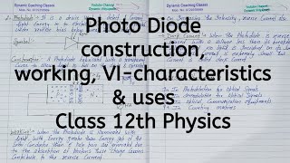 Photodiode construction working VI characteristics Dark current uses Chapter 14 Semiconductor [upl. by Annaujat281]