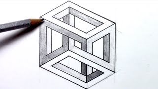 Howtodraw an Optical Illusion  Escher Cube [upl. by Ennahtur]