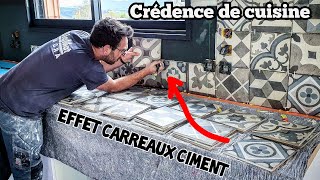 Crédence de cuisine effet carreaux ciment  version longue [upl. by Seldun52]