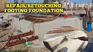 Retouching of concrete foundation cause by air bubbles hole amp honey comb [upl. by Yensehc130]