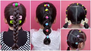 4 Very Easy Hair Styles for Girls  Styling Tips For Kids [upl. by Enilkcaj]