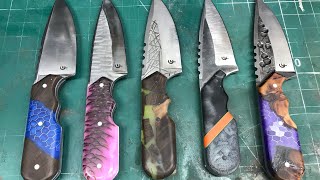 Making five knives with different texture and handles  Part 1 [upl. by Sirromed]