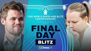 WORLD BLITZ FINAL Magnus amp Gunina Lead Can They Win It All  FIDE World Blitz Championship 2023 [upl. by Ydnerb]