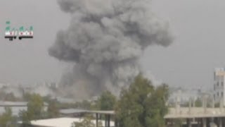 New footage from Syrias Civil War Warplanes target residential area of Hamoryah [upl. by Donald]