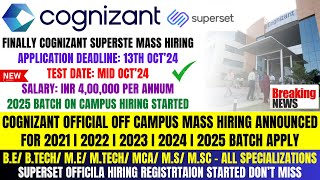 Cognizant Superset OFF Campus Mass Hiring Announced For 2025  2024  2023  2022  2021 Batch Apply [upl. by Alrick289]