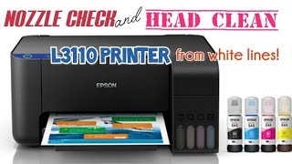 How to Nozzle Check and Head Clean Epson L3110 and other Epson L series Printers Remove white Lines [upl. by Battat380]