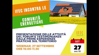 Webinar IFEC incontra le Comunità Energetiche [upl. by Reiners]