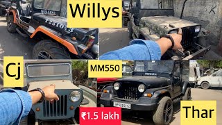 Thar  Mm550 Gypsy  Willy jeep  Mayapuri cheapest market  Mm550 converted to Thar  Army action [upl. by Assenaj676]