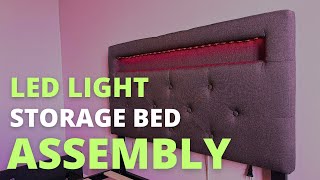 Rolanstar Bed Frame with Charging Station and LED Lights Assembly  Orren Ellis Storage Bed with LED [upl. by Elirpa]