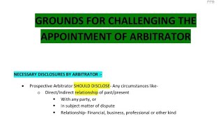 Challenge Appointment of Arbitrators  Arbitration Conciliation amp Alternative Dispute Resolution [upl. by Enial]