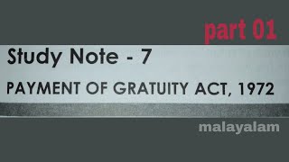 payment of gratuity act 1972 malayalam  law and ethics CMA CA CS [upl. by Trill]