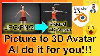 Blender  AI Picture to 3D Avatar  AI do it for you  Auto Rigging  Blender [upl. by Daloris]