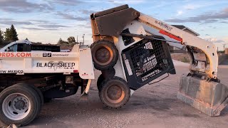 SATISFYING Skid Steer Skills  loading without ramps [upl. by Sedruol278]