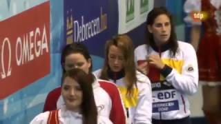 Final 1500m Libres Fem  Ceremonia Mireia Belmonte Oro Erika Villaecija Bronce 26052012 [upl. by Ludovika743]