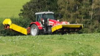 Mähen mit Massey ferguson 5709 pöttinger eurocat 311 und pöttinger novacat 262 [upl. by Groome]