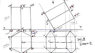 5 Projection of solid  Hexagonal prism  Engineering Graphics [upl. by Eromle]