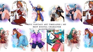 Epic Fantasy Art Timelapse  My Best Digital Character Illustrations [upl. by Aihsilat]