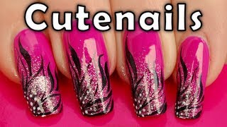 Quick amp easy nail art Gradient floral French manicure tutorial by cute nails [upl. by Kuehnel]