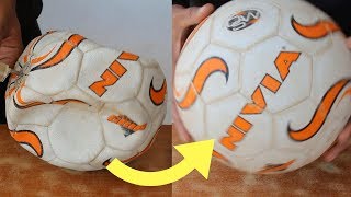 How to Fix a Punctured Football  Volleyball in 5 Rupees at Home  SportShala  Hindi [upl. by Nylecoj356]