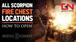 MK11  All Scorpion Fire Chest Locations amp How to open them [upl. by Alburg826]