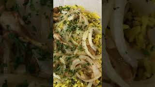 Chicken Shawarma with yellow rice lentils and sautéed onions  garlic sauce [upl. by Nalyd846]