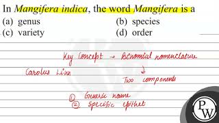 In Mangifera indica the word Mangifera is a a genus b species [upl. by Letsirk]