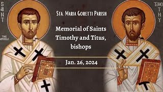 Homily by Fr Jason Laguerta on Jan 26 2024 700 am Mass Memorial of Saints Timothy and Titus [upl. by Tarabar56]