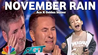 Golden Buzzer Simon Ciwell criying when he heard rhe song November Rain with an extraordinary voice [upl. by Ehgit]